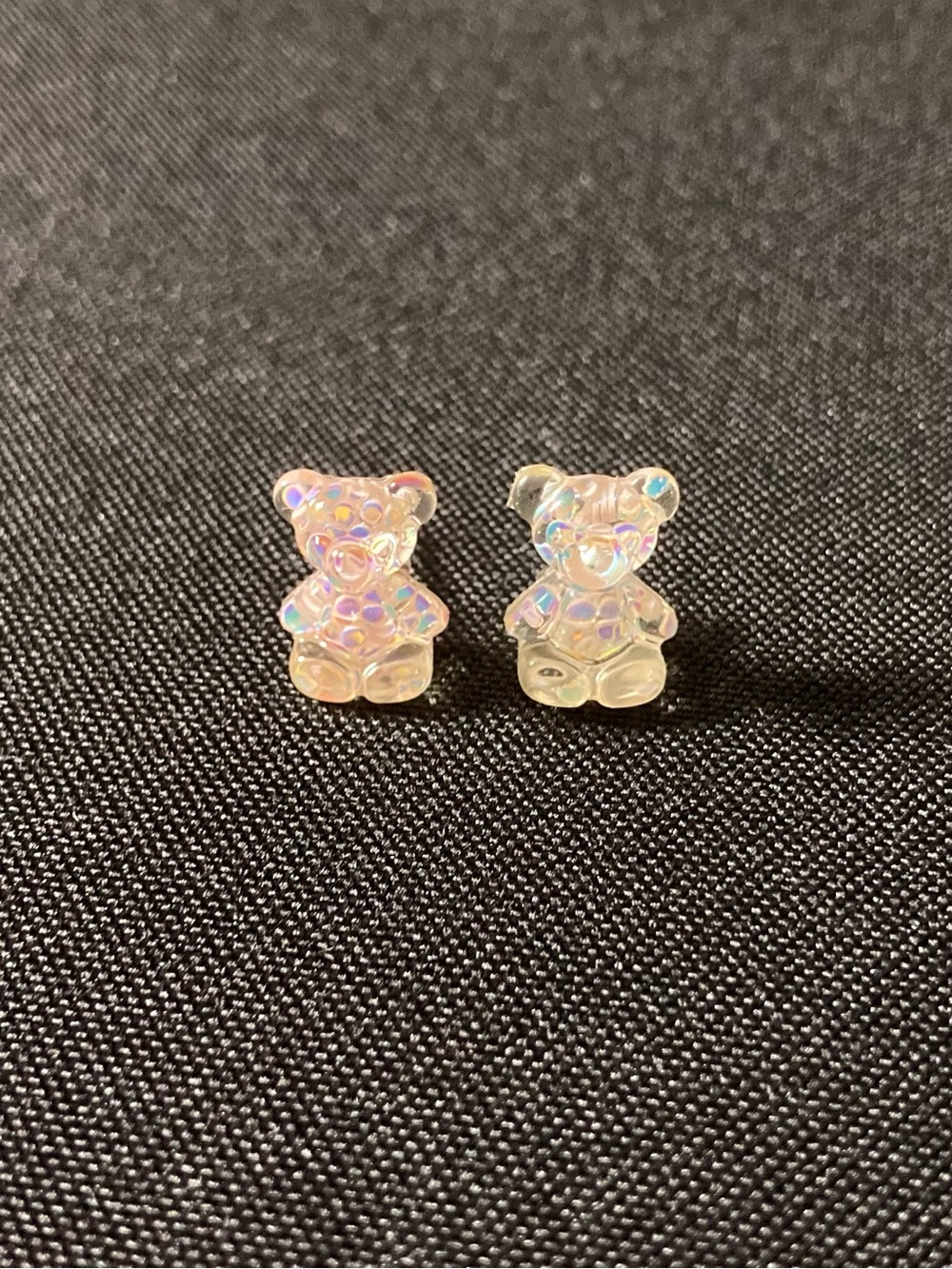 Handmade Resin Semi-Transparent Glittery Mini Teddy Bear Stud Earrings